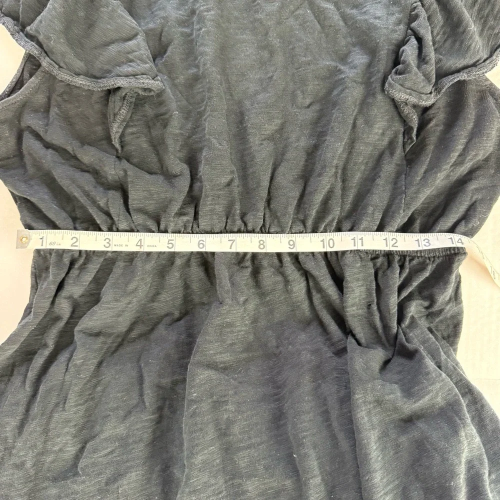 J.Crew Black Ruffle Cap Sleeve‎ Elastic Waist Tiered Stretch Knit Dress XL